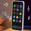 A white smartphone displaying a grid of colorful icons for an interactive baby learning phone toy