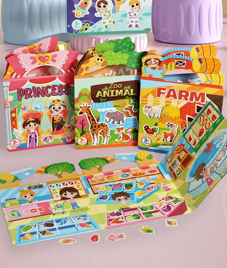 Reusable Sticker Book for Kids – Mess-Free Pretend Play & Learning Themes