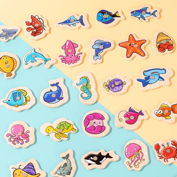 Wooden Magnetic Fishing Game for Kids – Montessori Marine Life Toy