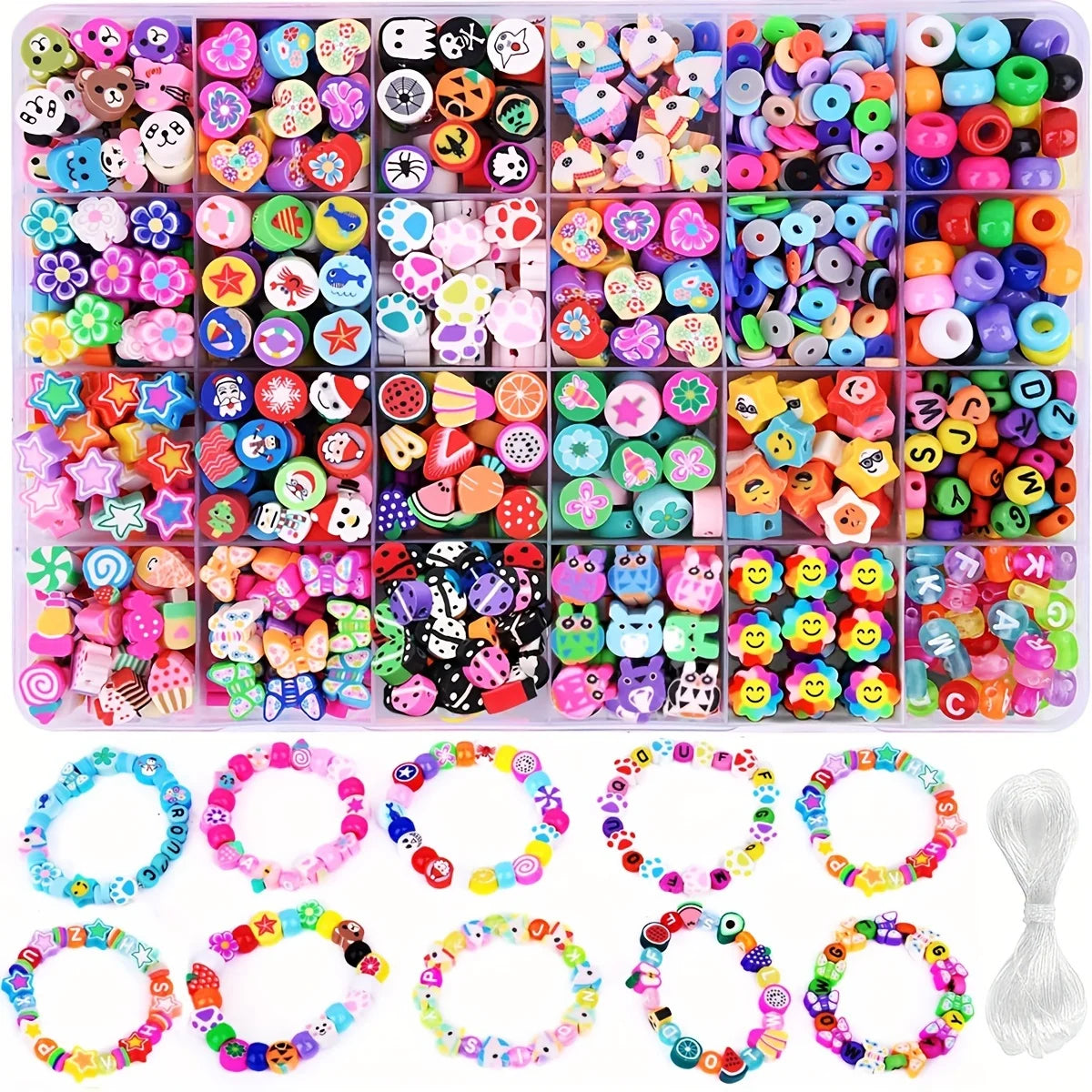 A large assortment of 700 pieces of colorful beads and charms for jewelry making kits