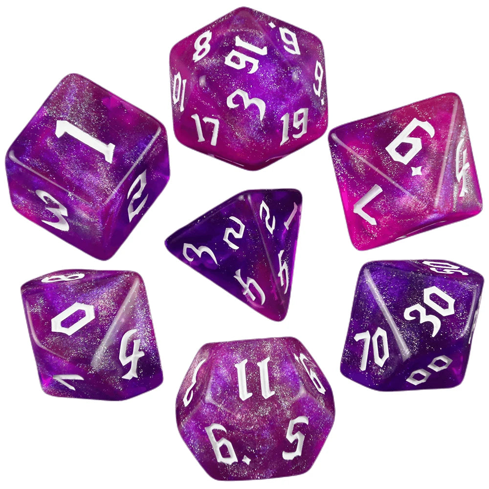 Iridescent Glitter Dice Set for D&D and Tabletop RPGs