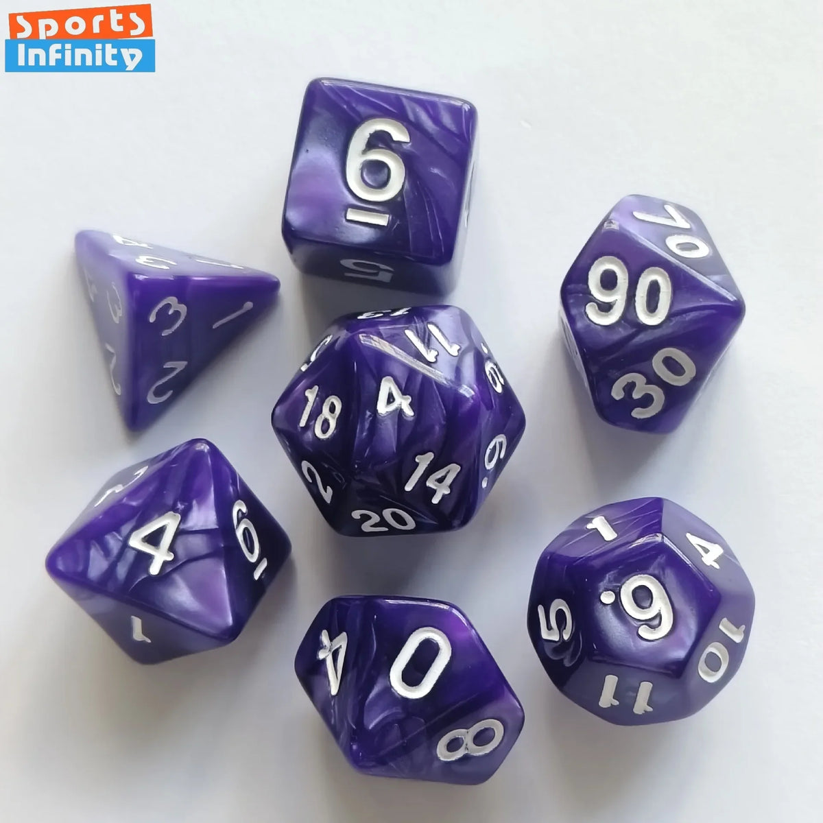 Colorful Pearl Polyhedral Dice Set for Tabletop RPGs