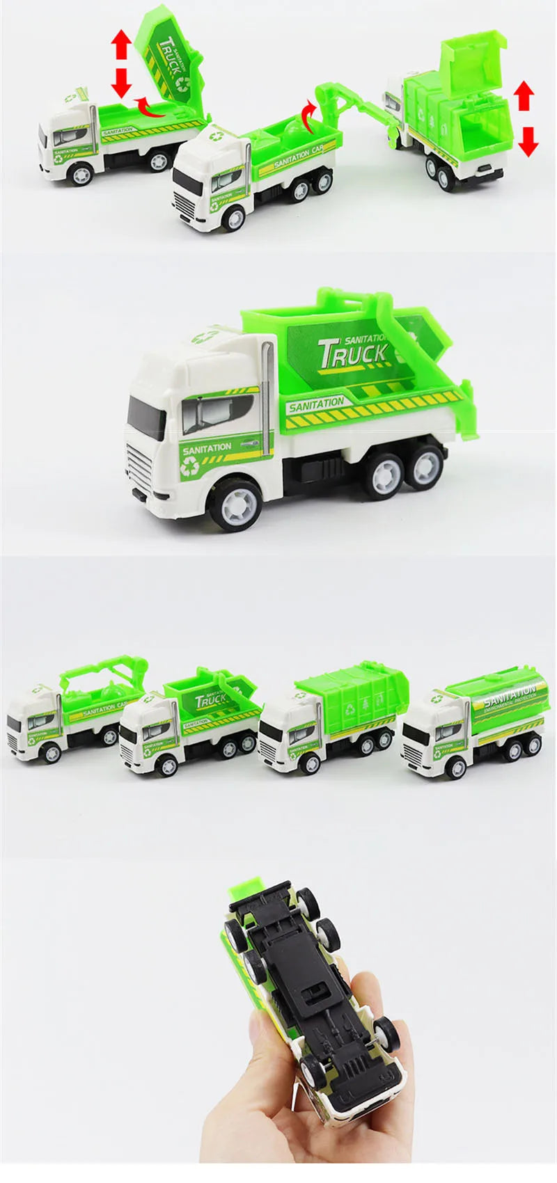 Mini Pull-Back Sanitation Trucks Set of 4