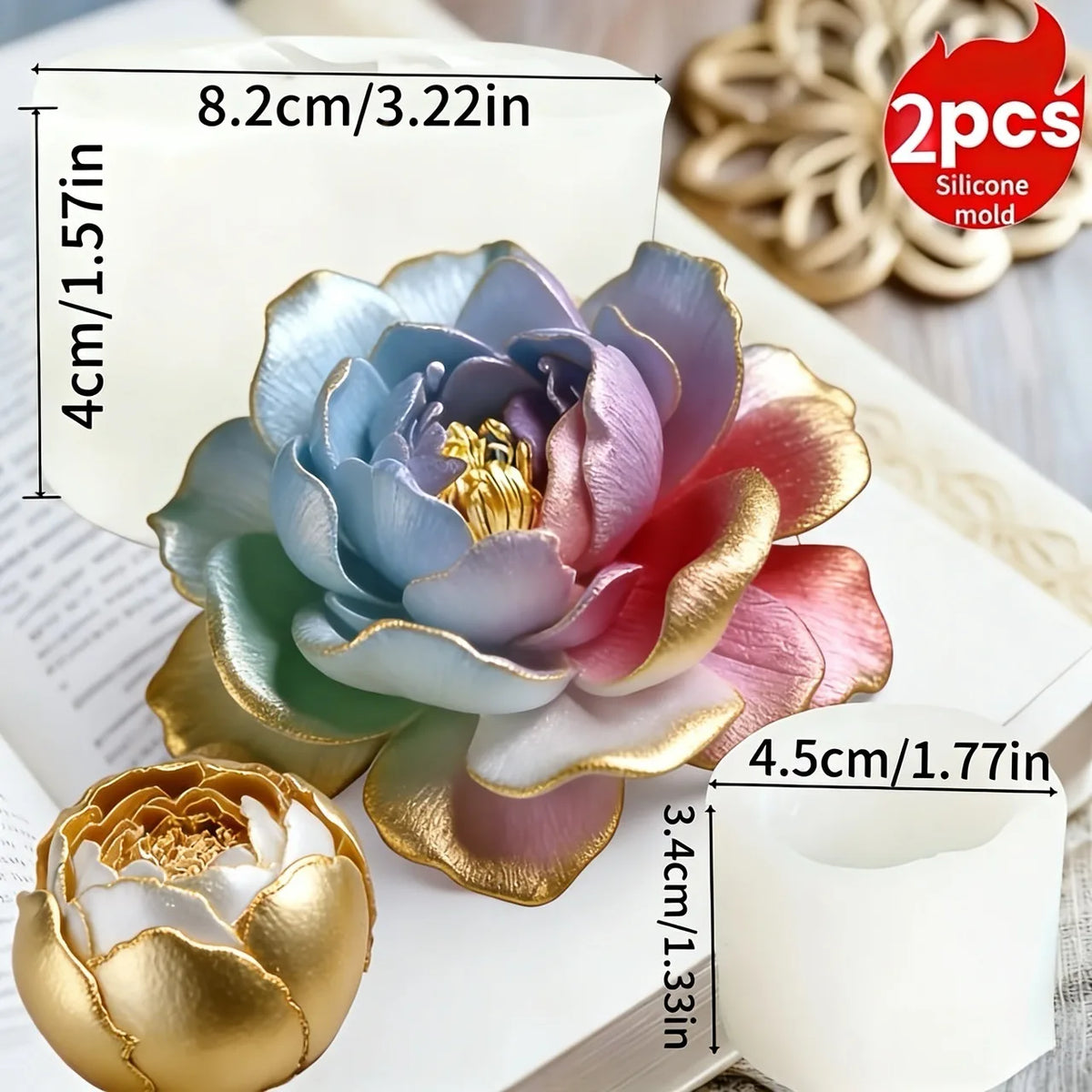 Reusable Rose Silicone Mold with Realistic Layered Petals