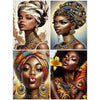 A collage of three portraits of African women with intricate gold jewelry and traditional head wraps, suitable for a diamond 