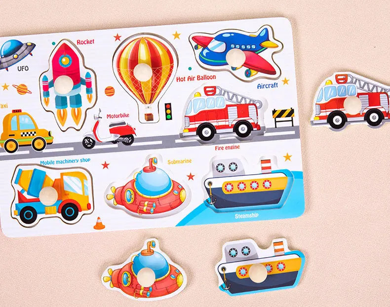 Wooden Alphabet & Number Peg Puzzles for Toddlers