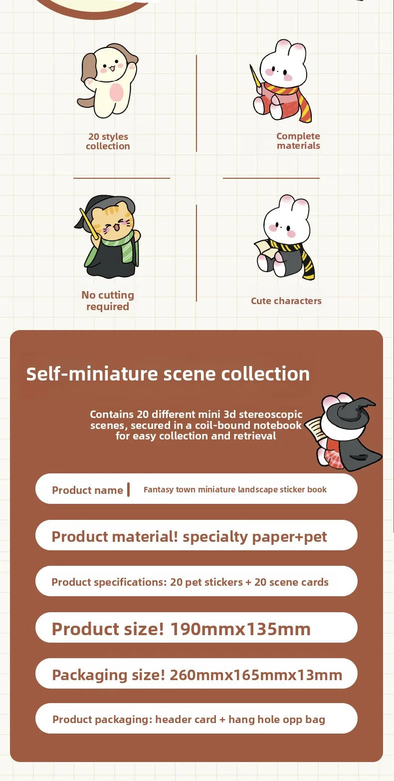 3D Landscape Sticker Collection Book for Scrapbooking & Journaling
