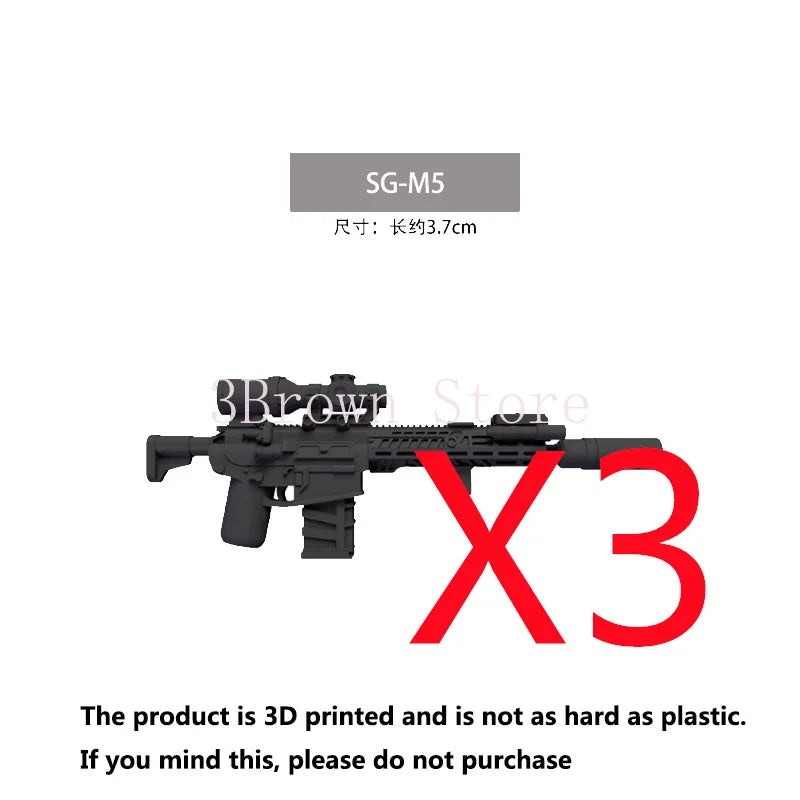 3D printed SG-M5 military building block set with gun and helmet accessories