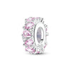 A cluster of pink zirconia heart beads set in 925 sterling silver, featuring a central oval bead.