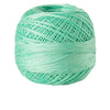 A ball of bright mint green 100% cotton crochet thread for tatting and embroidery.