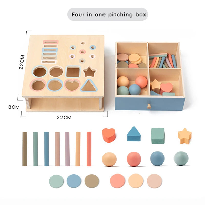 Wooden Color Shape Sorter with Drawer Box – Montessori Learning Toy