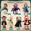 A display of six 1/12 scale lunar-themed posable dolls including characters like Shi Ren, Ci Ke, Qi Shi, Mo Fa Shi, Jing Ling