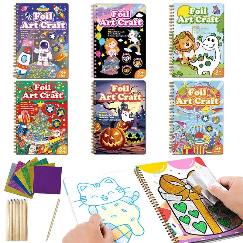Kids Foil Art Activity Set with Coloring Book