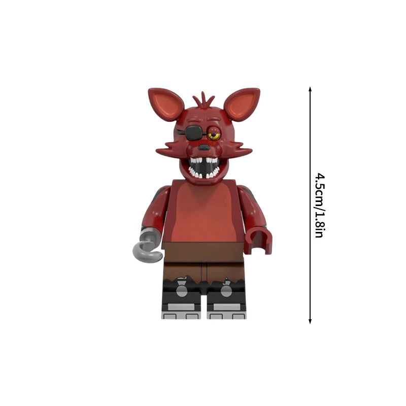 A set of mini building block figures of Five Nights at Freddy's Bonnie and friends characters.
