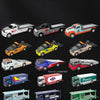 A collection of diecast model trucks and containers used for alloy racing
