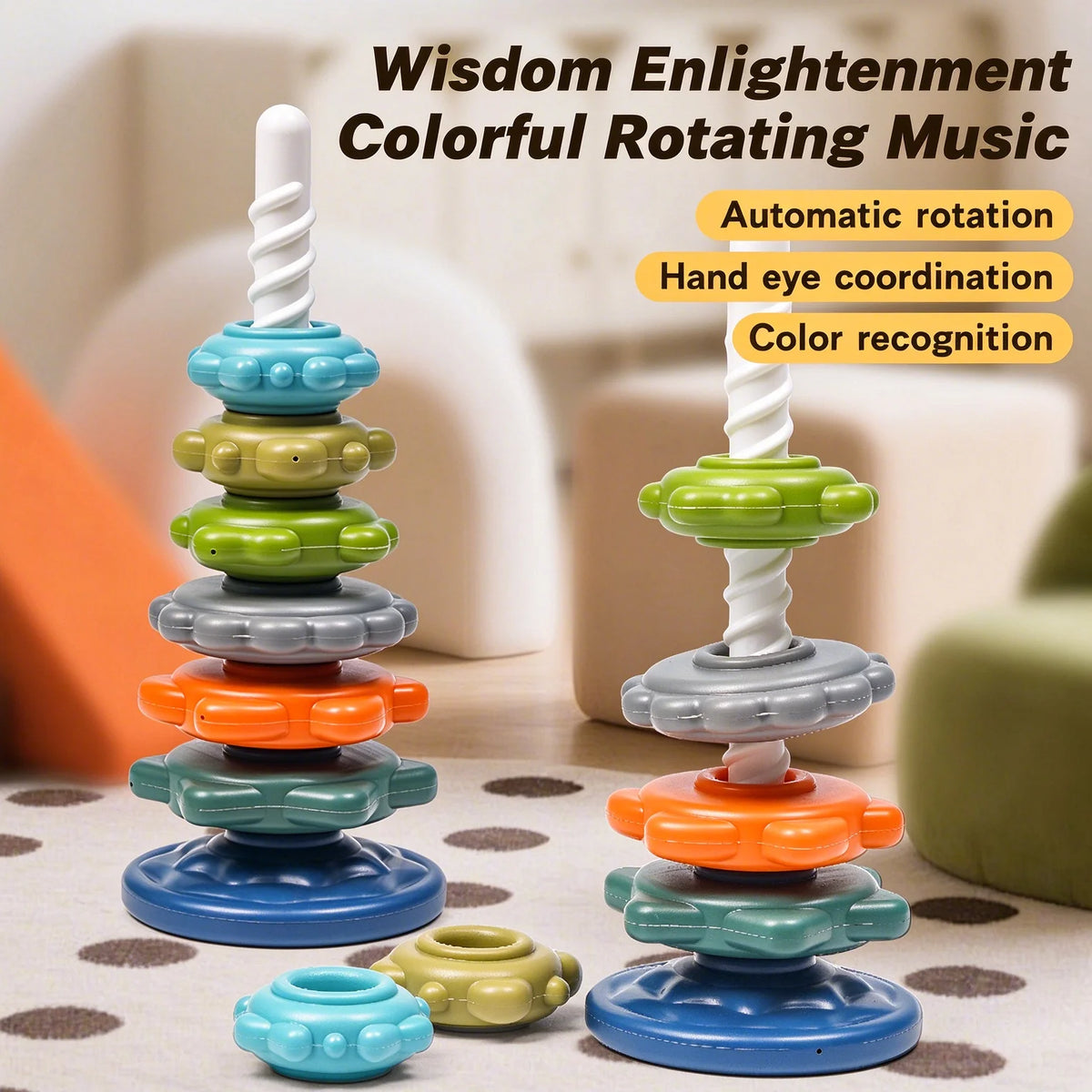 Rainbow Twist & Stack Nesting Rings Toy for Toddlers