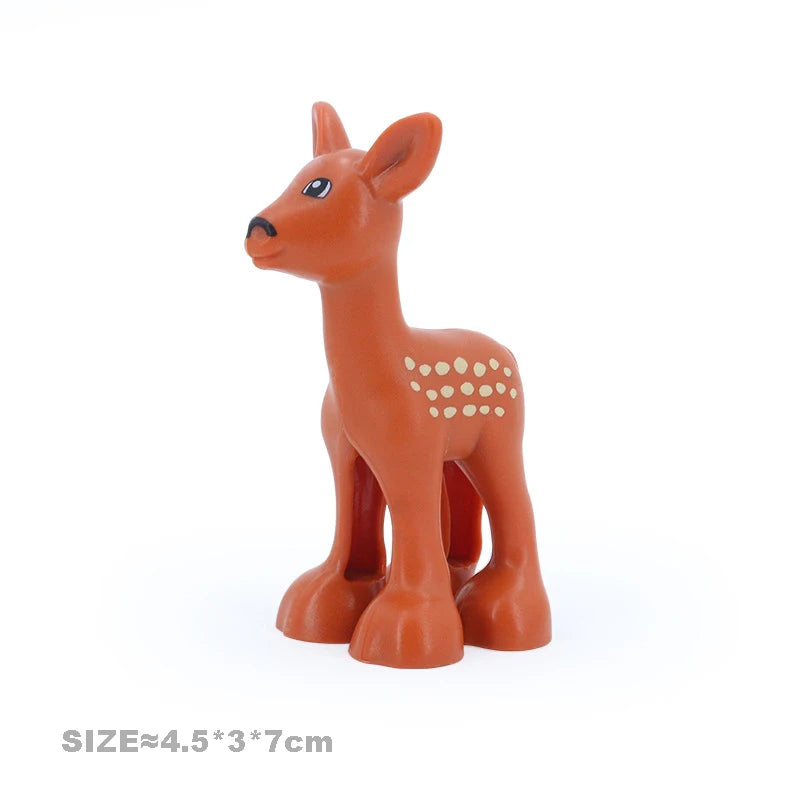 An orange zoo animal building block figure resembling a deer or fawn.