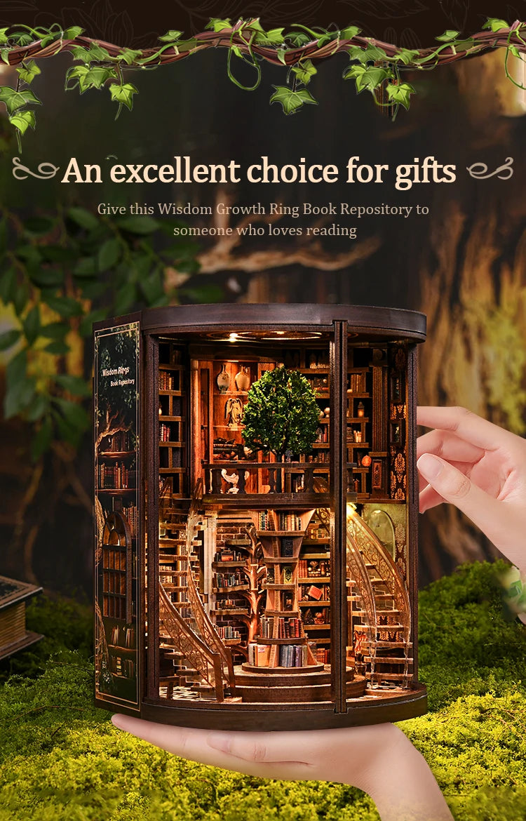 DIY Wooden Book Nook Kit — Miniature Dollhouse 3D Puzzle Bookend