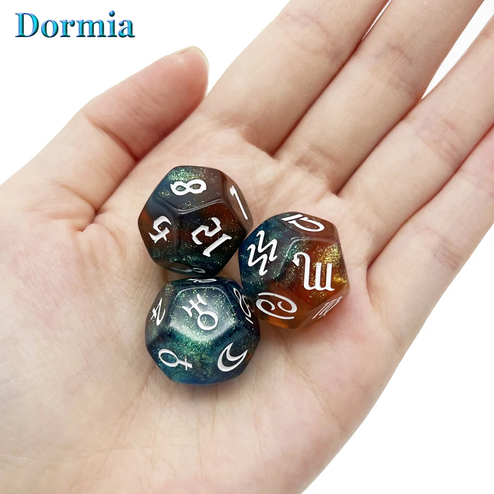Astrology Divination Dice Set – 3 D12 Constellation Dice for Guidance and Insight