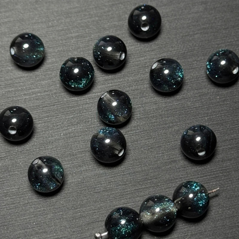 Fine Flashing Resin Beads, Round Loose Beads for Jewelry Making
