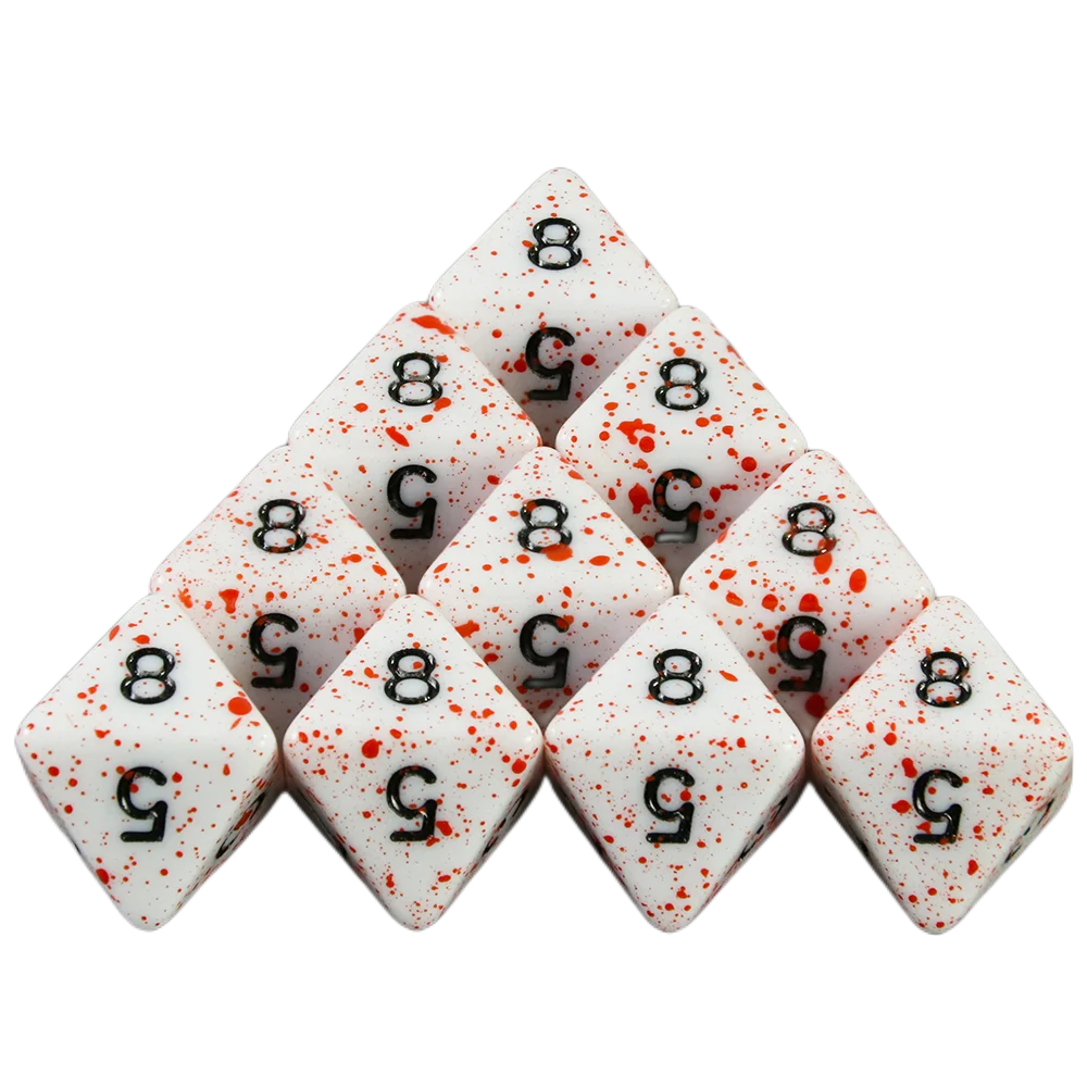 Opaque White Polyhedral Dice Set with Blood Effect for Tabletop RPGs