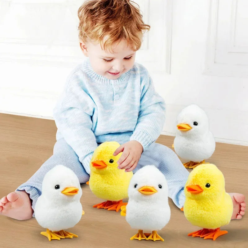 Yellow Wind-Up Jumping Chicken Toy for Toddlers