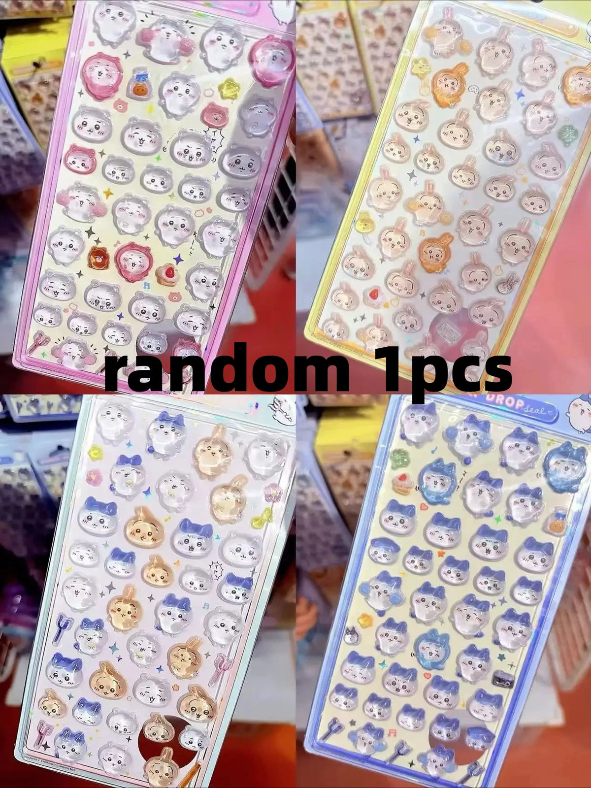 A collection of cute 3D jelly stickers featuring various animals and characters for crafting projects.