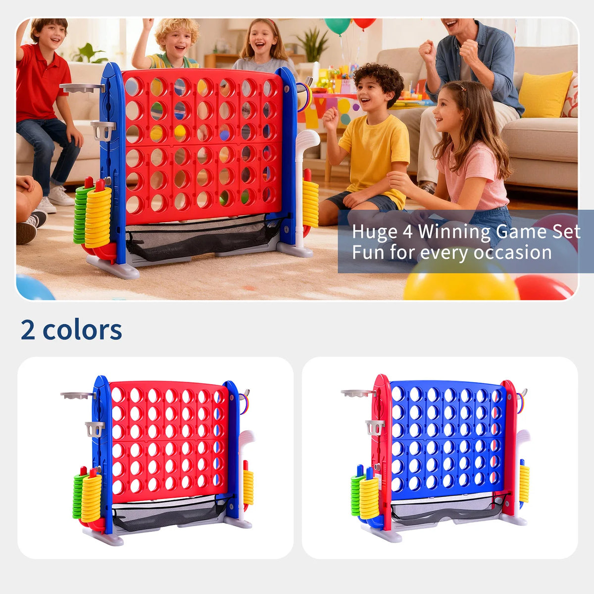 4-in-1 Giant Outdoor Game Set with Basketball Hoop & Ring Toss