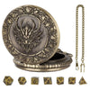 Metal Polyhedral Dice Set with Pocket Watch Case