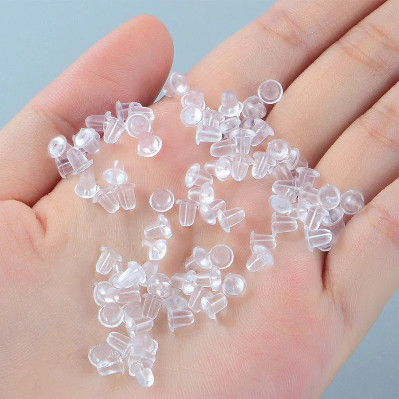 Clear Silicone Earring Backs for Stud Earrings (Pack of 50)