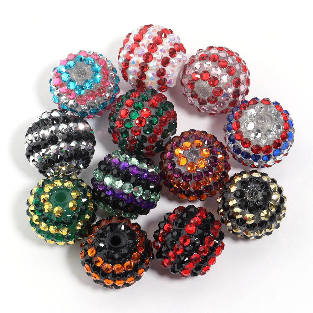 Sparkling Two-Tone Striped Resin Beads (20mm, Set of 5)