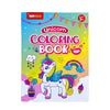 A colorful coloring book featuring a unicorn and various magical themes for children.