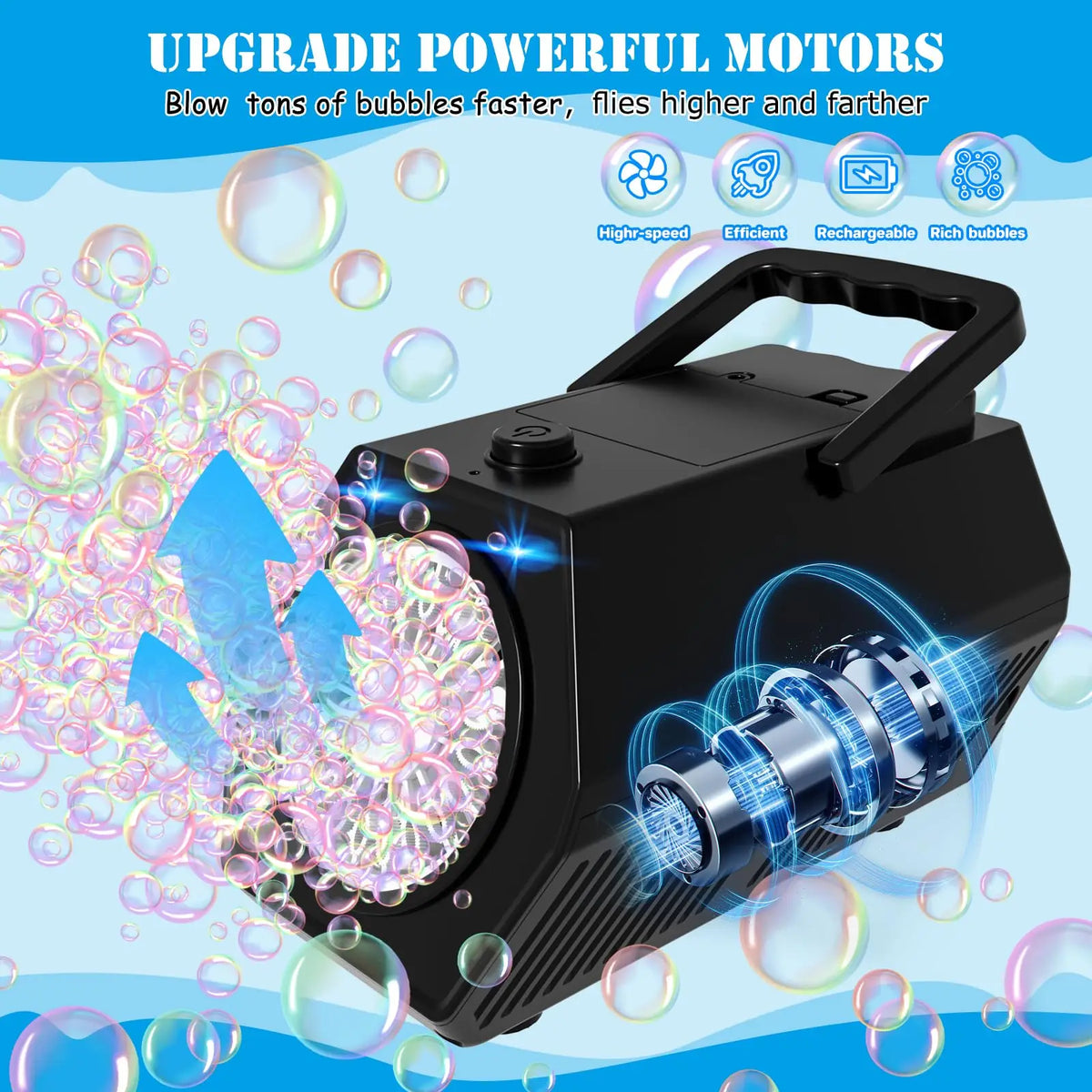 Automatic Bubble Machine with LED Lights & 2 Speed Levels