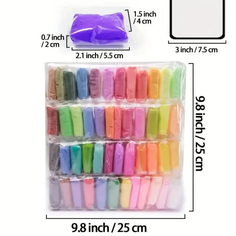 48-Color Air Dry Modeling Clay Set with Tools for Kids