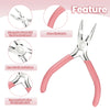 A set of pink jewelry making pliers and cutters with a non-slip handle and storage bag.