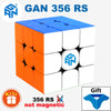 Puzzle cube 3D bleu et orange avec étiquette indiquant qu'il n'est pas magnétique