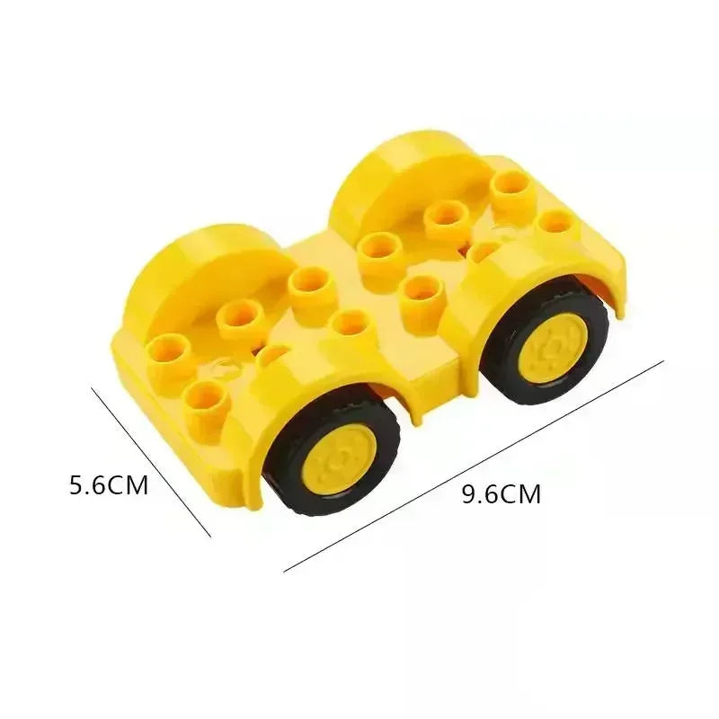 Yellow city traffic vehicle building blocks set with trucks and buses