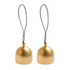 A pair of handcrafted Tibetan singing bowls with black cords and gold accents.