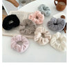 Plush Knit Scrunchie Hair Ties with Leather Accent