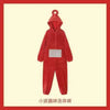 A red one-piece pajama costume inspired by Teletubbies for adults and kids.