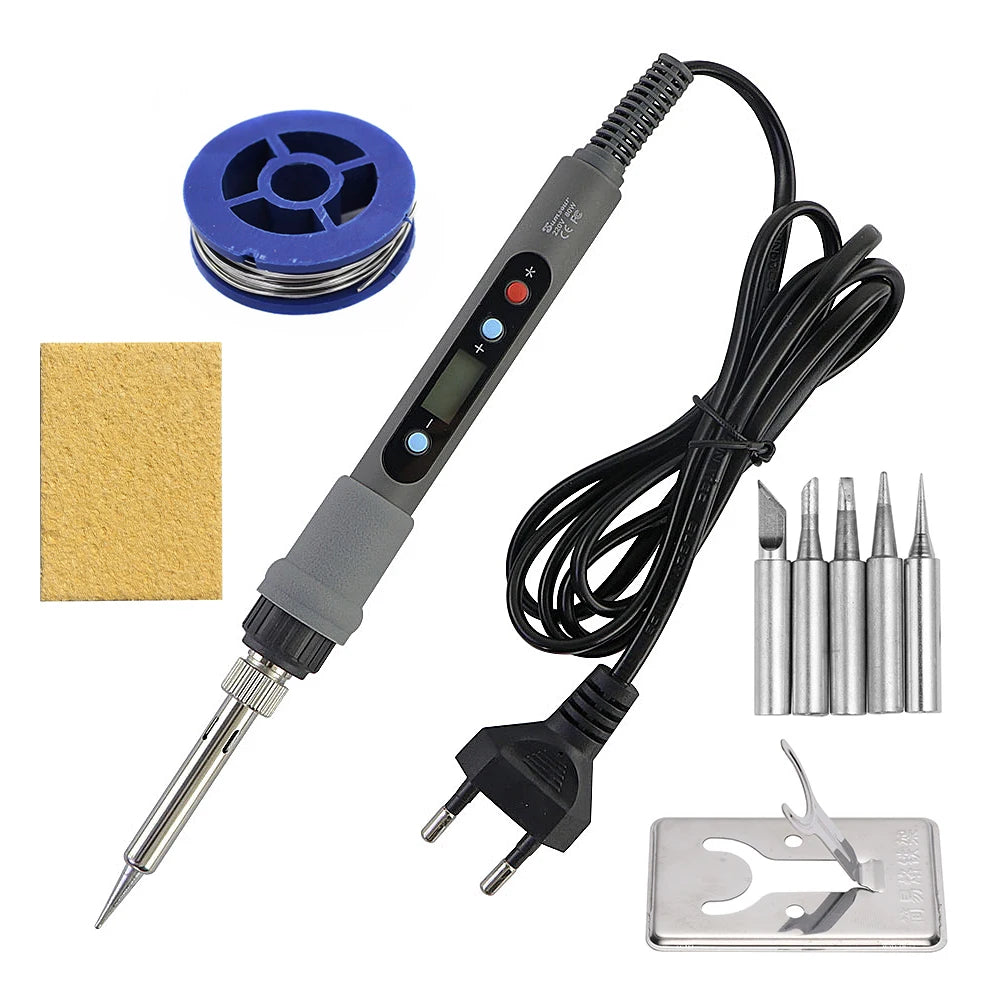 A precision soldering iron kit showing the iron, cable, and tips on a stand.