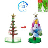 A crystal growing tree science kit featuring a decorative Christmas tree and a clock face.