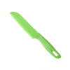 A bright lime green kid-friendly safety knife with a plastic handle.