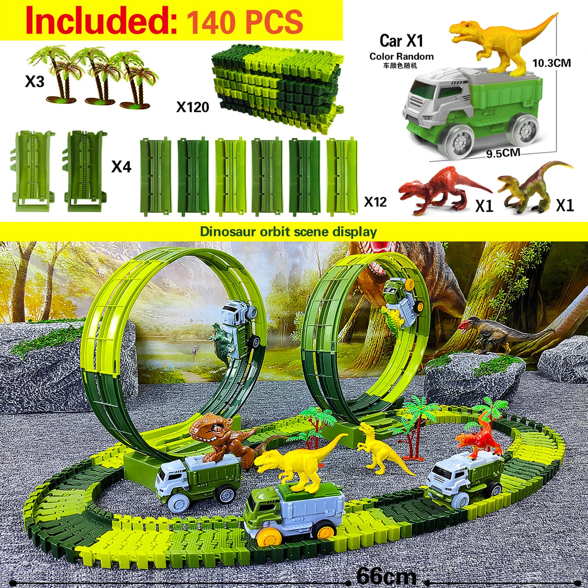 Dinosaur Climbing Track Car Set with Magic Flexi-Roads