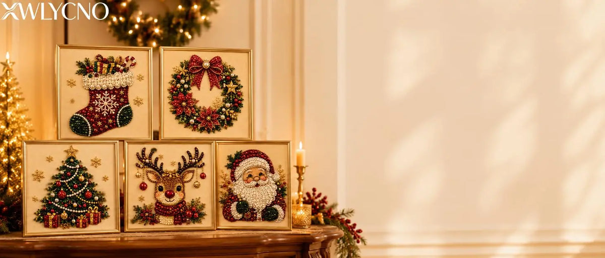 Festive Christmas Pearl Diamond Painting Kit with Frame