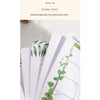 A stack of quality paper sheets showing a plant design and a monthly tracker for a pregnancy journey memory book.