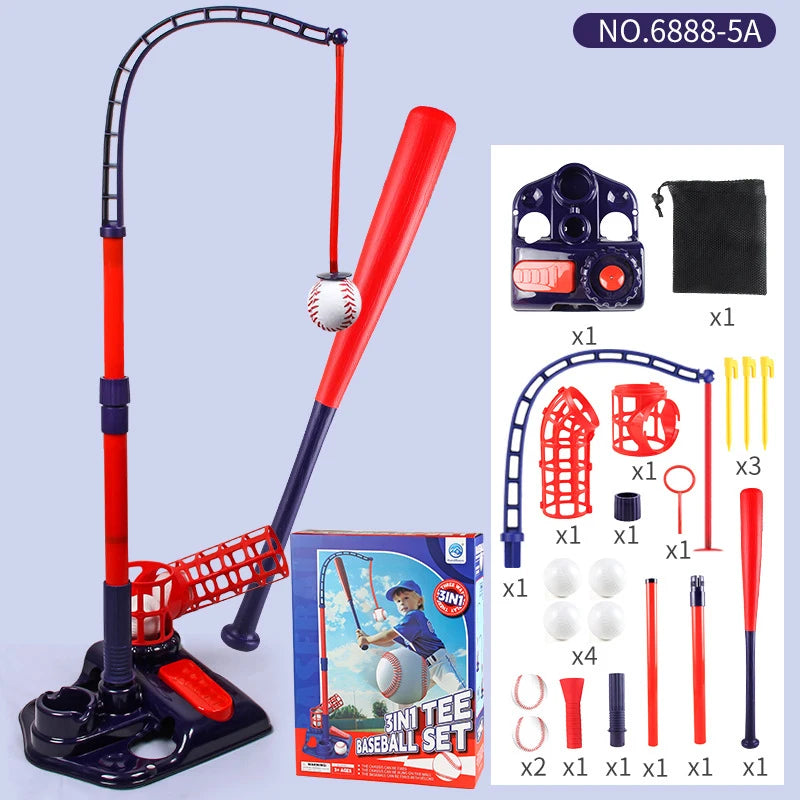 3-in-1 Kids Baseball Practice Set with Adjustable Tee and Launcher