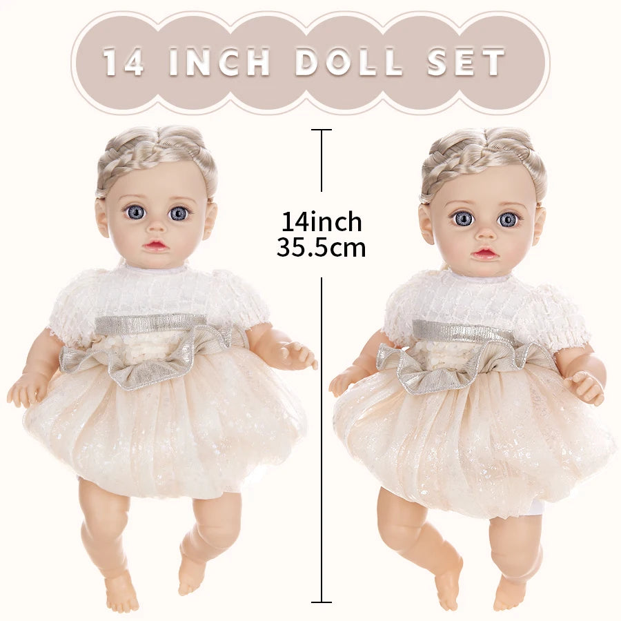 14-Inch Silicone Reborn Baby Doll with Interchangeable Outfits