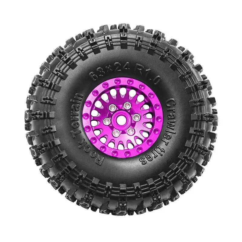 1/18 RC Crawler Metal Beadlock Wheel and Tire Set (4 pcs)