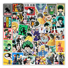 A collection of My Hero Academia anime decals and stickers featuring various characters and scenes.